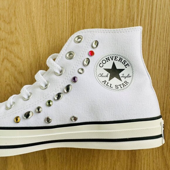 ⭐Chuck Taylor All Star Y2K Gemstones Luxe 7.5 Women Shoes White Sneakers A10290C - Picture 12 of 13